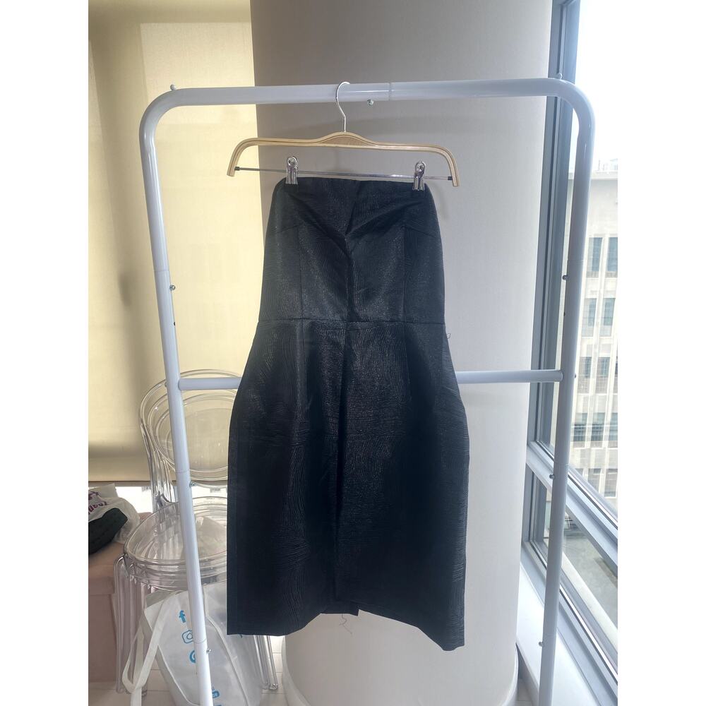 Banana Republic Monogram Black Strapless Dress Wavy Textured